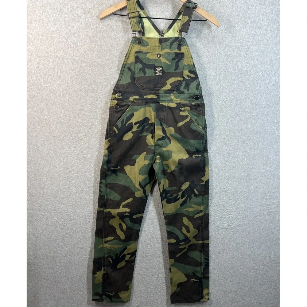 Pointer Brand Overalls Kids Size 12 Camo Woodland Camouflage Made USA‎ Excellent